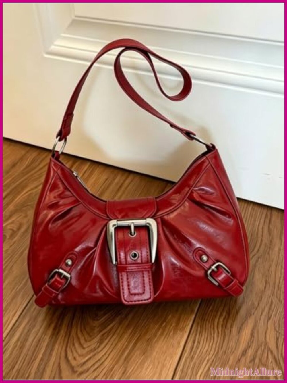 Faux Leather Mini Baguette Handbag with Top Handle